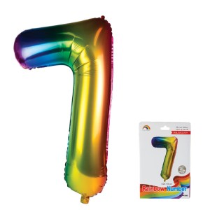 Balloon – Helium – Aluminium Foil – Metallic Rainbow – Number 7 – 106cm Balloon – Helium – Aluminium Foil – Metallic Rainbow – Number 7 – 106cm