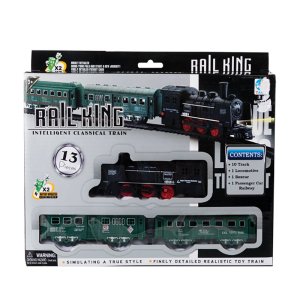 Train Set – Rail King – BPA-Free Plastic – Black & Green – 13 Piece Train Set – Rail King – BPA-Free Plastic – Black & Green – 13 Piece