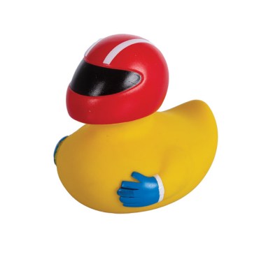 Floating Duck Toy – Racer Design – Vinyl – Yellow Floating Duck Toy – Racer Design – Vinyl – Yellow