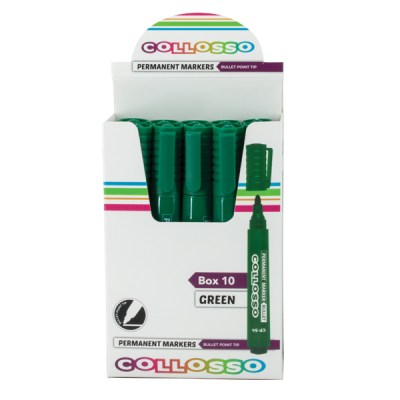Collosso Permanent Marker Bullet Point Green – Box of 10 Collosso Permanent Marker Bullet Point Green – Box of 10