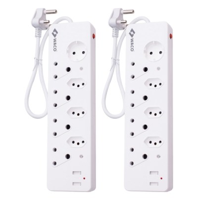 Waco – 8 Way Multiplug with USB Chargers and Shutters – Pack of 2 Waco – 8 Way Multiplug with USB Chargers and Shutters – Pack of 2