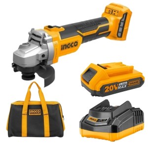 Ingco – Angle Grinder , 2.0Ah Battery, Charger & Canvas Tool Bag Ingco – Angle Grinder , 2.0Ah Battery, Charger & Canvas Tool Bag