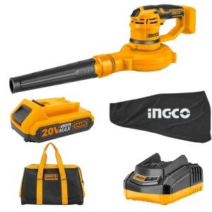 Ingco -Aspirator Blower with Dust Bag, 2.0Ah Battery, Charger and Tool Bag Ingco -Aspirator Blower with Dust Bag, 2.0Ah Battery, Charger and Tool Bag