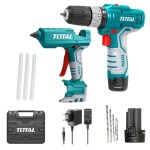 Total – 12V Impact Drill Combo Kit with 12V Glue Gun and 3 x Glue Sticks Total – 12V Impact Drill Combo Kit with 12V Glue Gun and 3 x Glue Sticks