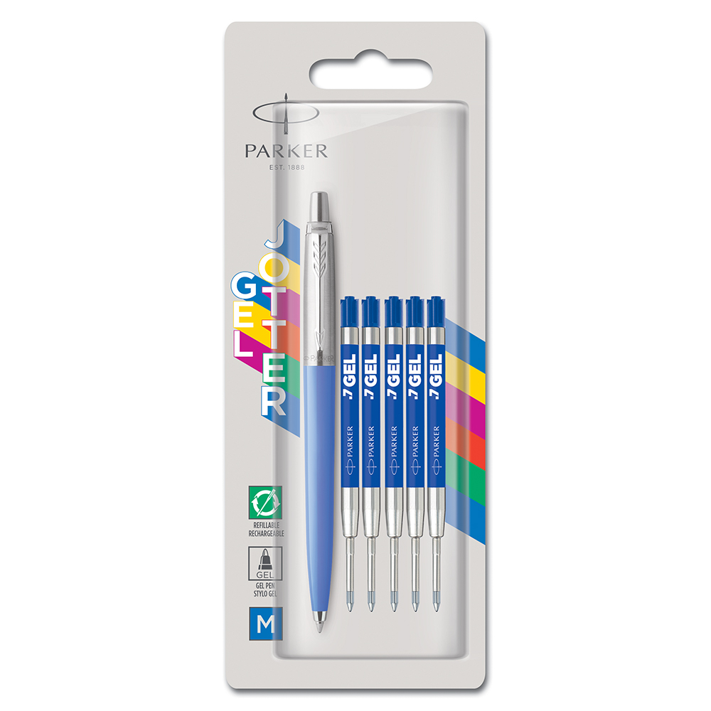 Parker Jotter Wow Pack – Ballpoint Pen Medium Blue Ink + Refills – Blue Parker Jotter Wow Pack – Ballpoint Pen Medium Blue Ink + Refills – Blue
