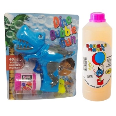 Dino – Bubble Blowing Gun & 1L Bubble Refill Container – Blue (3 Years Up) Dino – Bubble Blowing Gun & 1L Bubble Refill Container – Blue (3 Years Up)