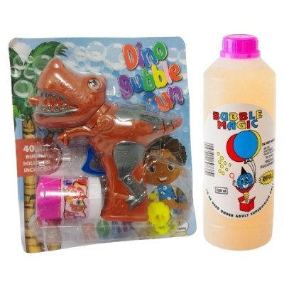 Dino – Bubble Blowing Gun & 1L Bubble Refill Container – Brown (3 Years Up) Dino – Bubble Blowing Gun & 1L Bubble Refill Container – Brown (3 Years Up)