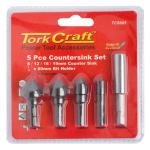 Tork Craft – Countersink Set Carbon with C/W Hex Shank Adaptor – 5 Piece Tork Craft – Countersink Set Carbon with C/W Hex Shank Adaptor – 5 Piece