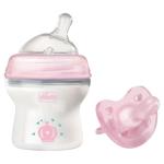 Chicco – Natural Feeling Baby Bottle 150ml and Micro Soother – Pink Chicco – Natural Feeling Baby Bottle 150ml and Micro Soother – Pink