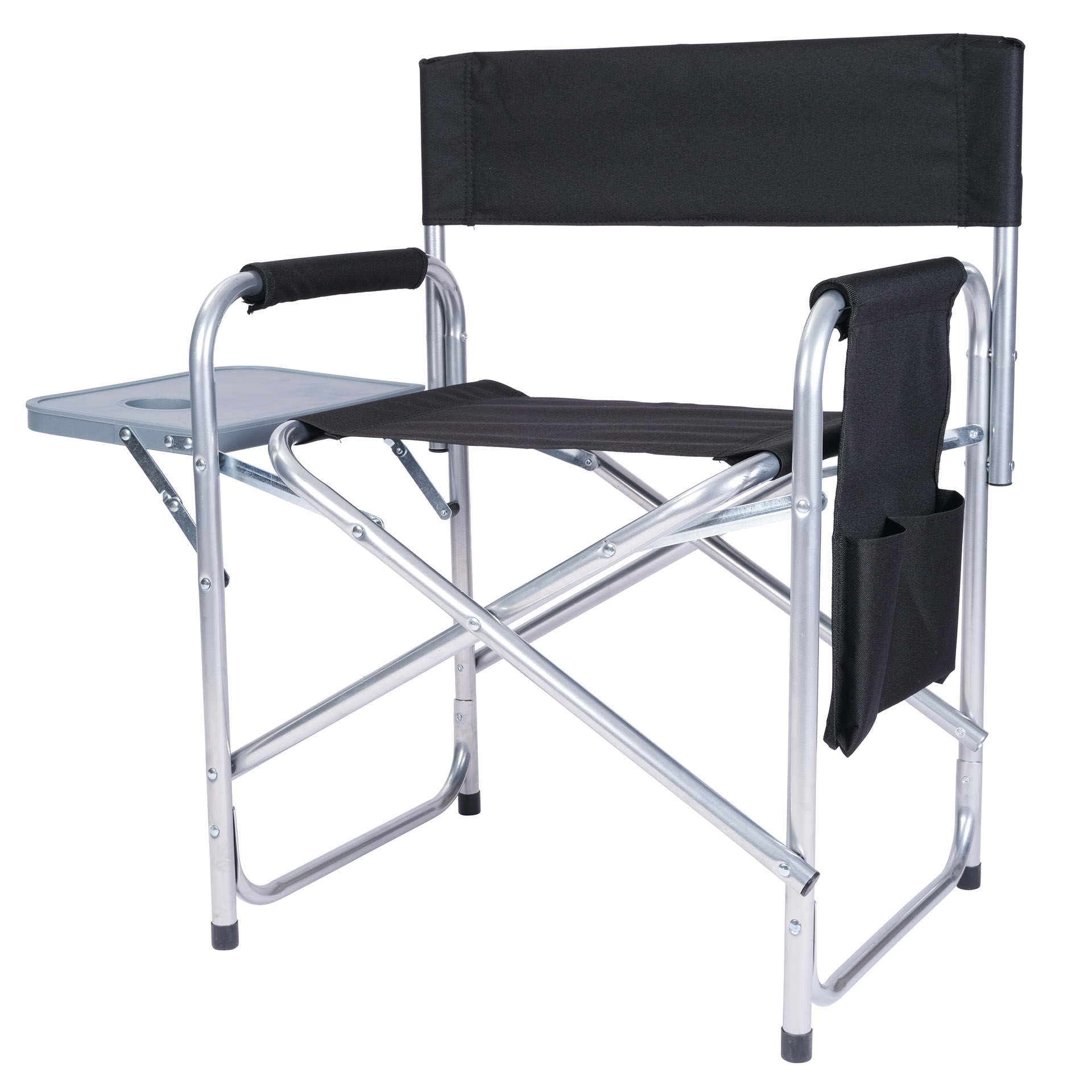 AfriTrail Director Camping Chair with Side Table Black 130kg AfriTrail Director Camping Chair with Side Table Black 130kg