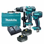 Makita – Hammer Drill, Impact Driver, 2 x 3.0Ah Batteries, Charger & Case Makita – Hammer Drill, Impact Driver, 2 x 3.0Ah Batteries, Charger & Case