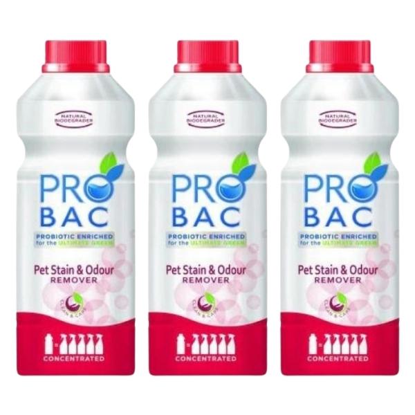 Probac – Pet Stain & Odour Remover 1L – Concentrated – Pack of 3 Probac – Pet Stain & Odour Remover 1L – Concentrated – Pack of 3