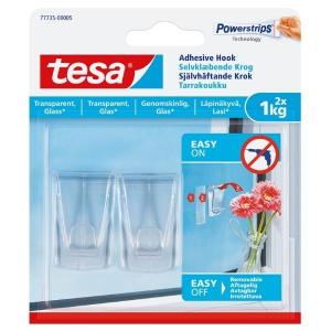 Tesa Adhesive Hook/Transparent and Glass Hook 2x1Kg – 2 Piece Tesa Adhesive Hook/Transparent and Glass Hook 2x1Kg – 2 Piece