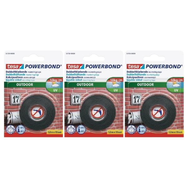 Tesa Double Sided Mounting Tape 19mmx1.5m Outdoor Pack of 3 Tesa Double Sided Mounting Tape 19mmx1.5m Outdoor Pack of 3