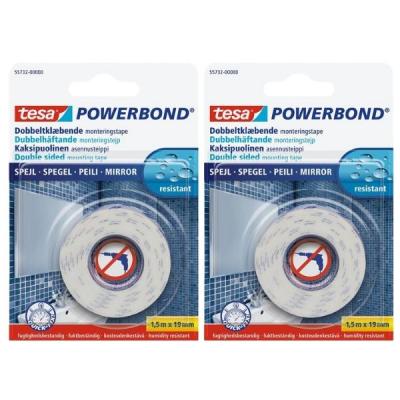 Tesa Double Sided Mounting Tape 19mmx1.5m – Mirror Pack of 2 Tesa Double Sided Mounting Tape 19mmx1.5m – Mirror Pack of 2
