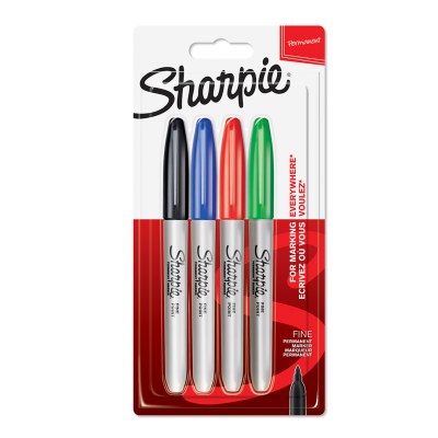 SHARPIE Fine Permanent Marker: Assorted standard Card 4’s SHARPIE Fine Permanent Marker: Assorted standard Card 4’s