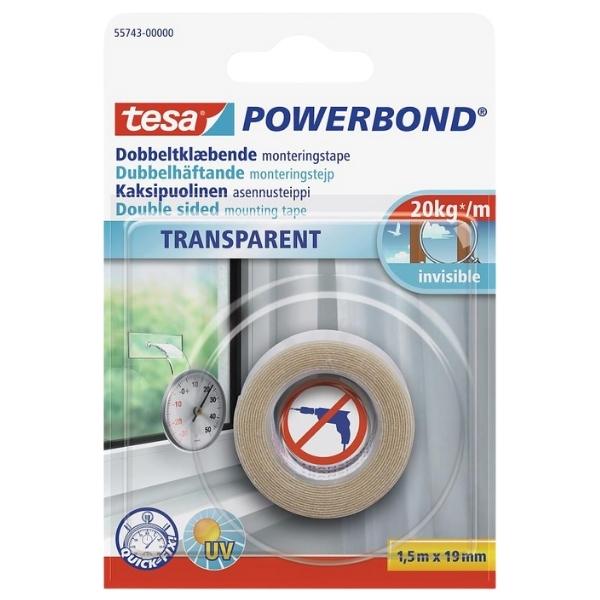 Tesa – Double Sided Mounting Tape / Transparent Powerbond 19mm x 1.5m Tesa – Double Sided Mounting Tape / Transparent Powerbond 19mm x 1.5m