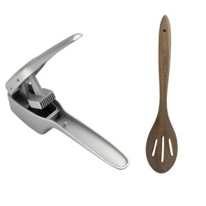 Jamie Oliver – Garlic Press / Cutter and Acacia Slotted Wooden Spoon Jamie Oliver – Garlic Press / Cutter and Acacia Slotted Wooden Spoon