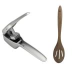 Jamie Oliver – Garlic Press / Cutter and Acacia Slotted Wooden Spoon Jamie Oliver – Garlic Press / Cutter and Acacia Slotted Wooden Spoon