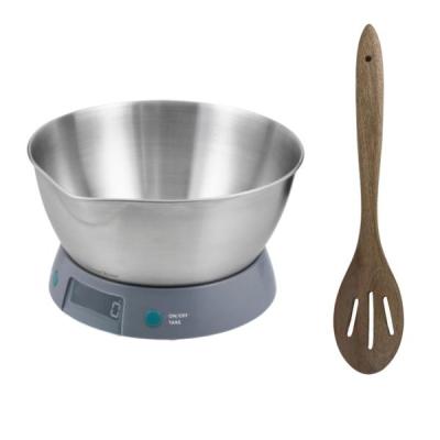Jamie Oliver – Digital Kitchen Scale with Acacia Slotted Wooden Spoon Jamie Oliver – Digital Kitchen Scale with Acacia Slotted Wooden Spoon