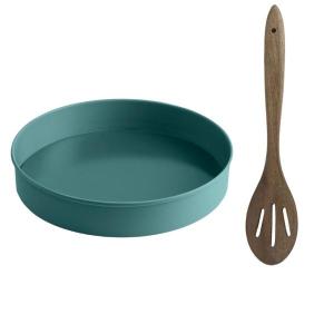 Jamie Oliver – Loose Base Round Cake Tin 20cm Atlantic Green & Wood Spoon Jamie Oliver – Loose Base Round Cake Tin 20cm Atlantic Green & Wood Spoon
