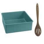 Jamie Oliver – Loose Base Square Cake Tin – 20cm and Acacia Slotted Wooden Spoon Jamie Oliver – Loose Base Square Cake Tin – 20cm and Acacia Slotted Wooden Spoon