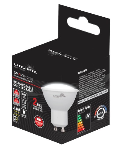 Litemate Loadshedding Rechargeable 4W GU10 LED Lamp Litemate Loadshedding Rechargeable 4W GU10 LED Lamp