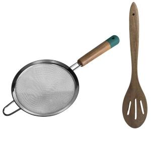 Jamie Oliver – Sieve 14cm and Acacia Slotted Wooden Spoon Jamie Oliver – Sieve 14cm and Acacia Slotted Wooden Spoon