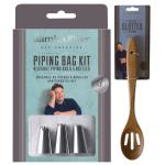 Jamie Oliver – Icing/Piping Bag & Nozzles with Acacia Slotted Wooden Spoon Jamie Oliver – Icing/Piping Bag & Nozzles with Acacia Slotted Wooden Spoon