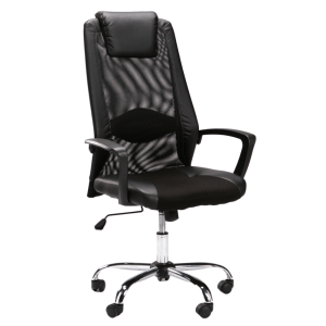 Exec Hiback Office Chair W-156 Chrome Base – Black Exec Hiback Office Chair W-156 Chrome Base – Black