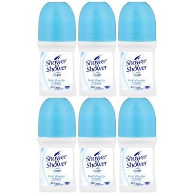 Shower To Shower – Ladies Roll-On 50ml Fresh Powder – Pack of 6 Shower To Shower – Ladies Roll-On 50ml Fresh Powder – Pack of 6