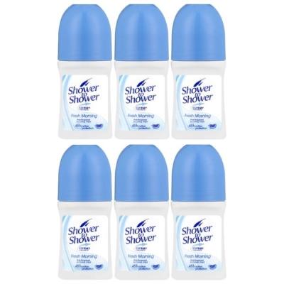 Shower To Shower – Ladies Roll-On 50ml -Fresh Morning – Pack of 6 Shower To Shower – Ladies Roll-On 50ml -Fresh Morning – Pack of 6