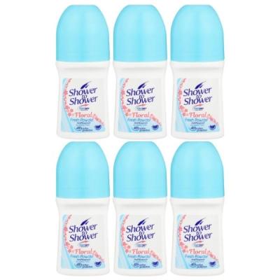 Shower To Shower – Ladies Roll-On 50ml -Floral Powder – Pack of 6 Shower To Shower – Ladies Roll-On 50ml -Floral Powder – Pack of 6