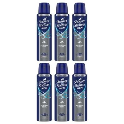 Shower To Shower – Deodorant For Men – 150ml Intense Cool – Pack of 6 Shower To Shower – Deodorant For Men – 150ml Intense Cool – Pack of 6