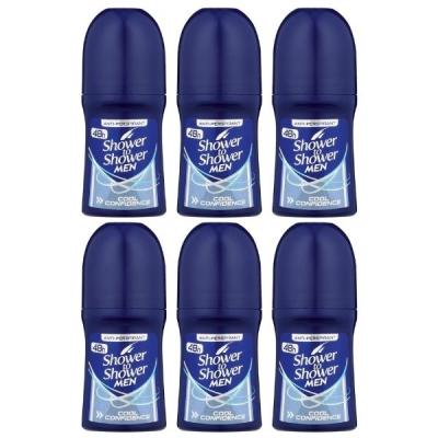 Shower To Shower – Roll – On For Men 50ml – Cool Confidence Pack of 6 Shower To Shower – Roll – On For Men 50ml – Cool Confidence Pack of 6