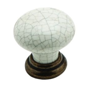 Pack of 6 x Crete Knob, Antique Brass Base, 35mm Pack of 6 x Crete Knob, Antique Brass Base, 35mm