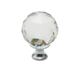 Knob, Crystal, Satin Chrome Base, 25mm Knob, Crystal, Satin Chrome Base, 25mm