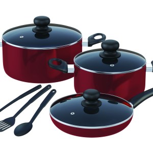 Bennett Read 9 Piece Metallic Red Non-Stick Cookware Set Bennett Read 9 Piece Metallic Red Non-Stick Cookware Set