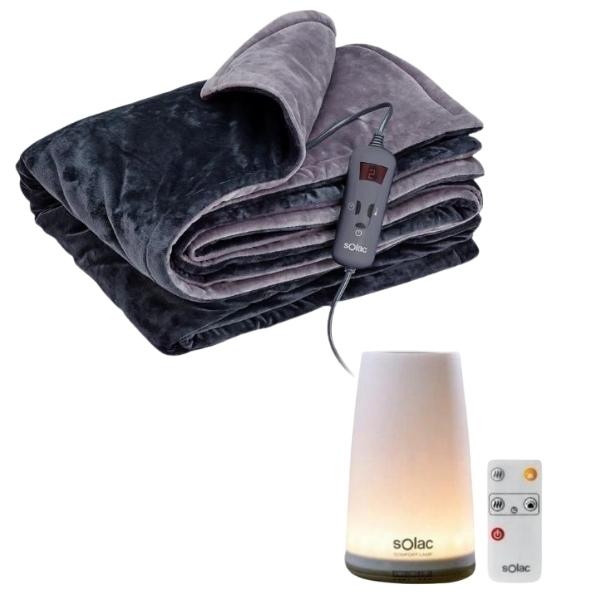 Solac – Electric Throw Over Blanket(Double Bed) & Comfort Lamp Humidifier Solac – Electric Throw Over Blanket(Double Bed) & Comfort Lamp Humidifier