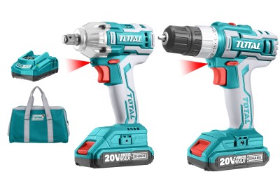 Total Tools 20V Drill and Impact Wrench with 2 x Batteries & Charger Total Tools 20V Drill and Impact Wrench with 2 x Batteries & Charger