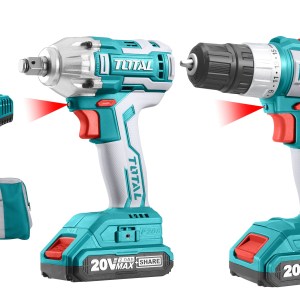 Total Tools 20V Drill and Impact Wrench with 2 x Batteries & Charger Total Tools 20V Drill and Impact Wrench with 2 x Batteries & Charger