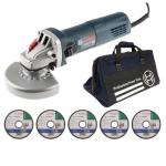 Bosch – Angle Grinder GWS 9-115, 5 x Cutting Discs 115mm & Tool Bag Bosch – Angle Grinder GWS 9-115, 5 x Cutting Discs 115mm & Tool Bag