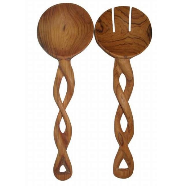 Wood Salad Server – Set of 2- Medium – Twirl Wood Salad Server – Set of 2- Medium – Twirl