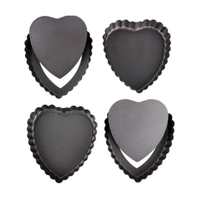 Heart Shaped – Mini Tart Moulds with Removable Bottom – Set of 4 Heart Shaped – Mini Tart Moulds with Removable Bottom – Set of 4