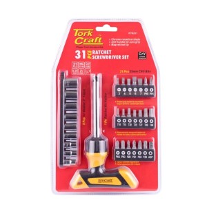 Tork Craft – Screwdriver Ratchet T-Handle Bit Set – 31 Piece Tork Craft – Screwdriver Ratchet T-Handle Bit Set – 31 Piece