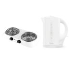 Mellerware – Double Spiral Hotplate & “Tugela” 1.7L Cordless Kettle – White Mellerware – Double Spiral Hotplate & “Tugela” 1.7L Cordless Kettle – White