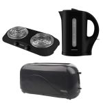 Mellerware – Double Hotplate, 1.7L Cordless Kettle & 4 Slice Toaster -Black Mellerware – Double Hotplate, 1.7L Cordless Kettle & 4 Slice Toaster -Black