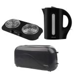 Mellerware – Double Hotplate, 1.7L Corded Kettle & 4 Slice Toaster – Black Mellerware – Double Hotplate, 1.7L Corded Kettle & 4 Slice Toaster – Black