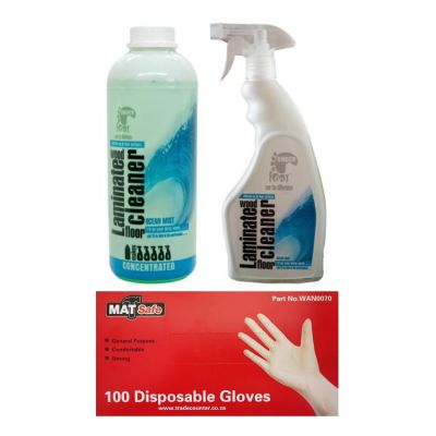 Under Foot – Laminate Wood Floor Cleaner – Ocean Mist 750ml+1L & Gloves Under Foot – Laminate Wood Floor Cleaner – Ocean Mist 750ml+1L & Gloves
