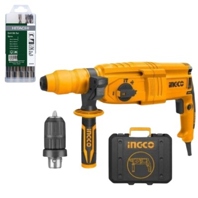 Ingco – Rotary Hammer SDS Plus System 800W with 5 Piece Drill Bit Set Ingco – Rotary Hammer SDS Plus System 800W with 5 Piece Drill Bit Set